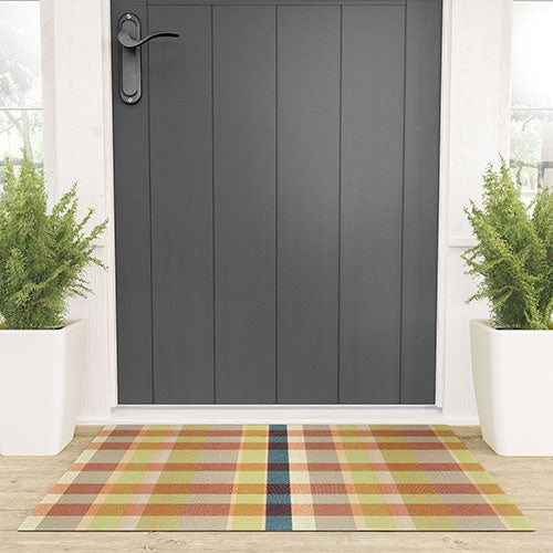 Marta Barragan Camarasa Retro Picnic Plaid Warm Tones Welcome Mat