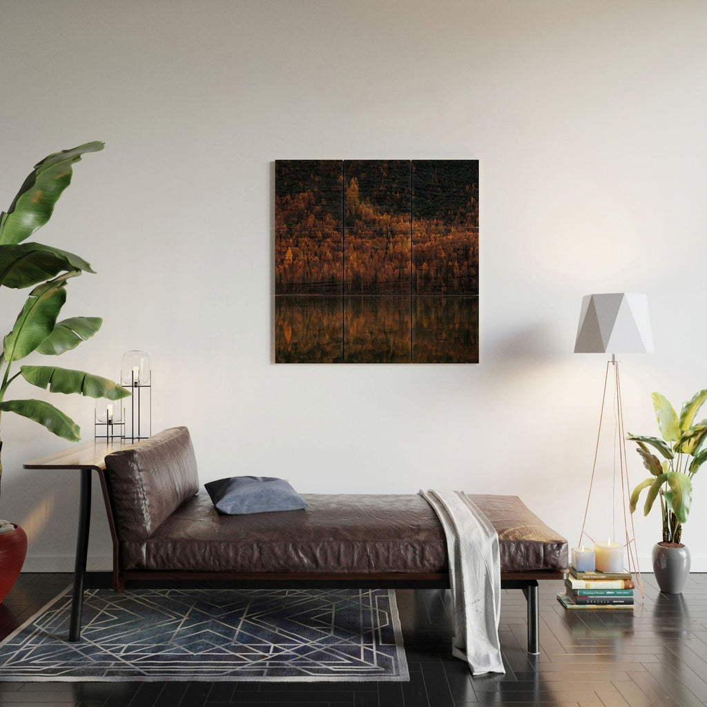 Hannah Kemp Fall Lake Wood Wall Mural