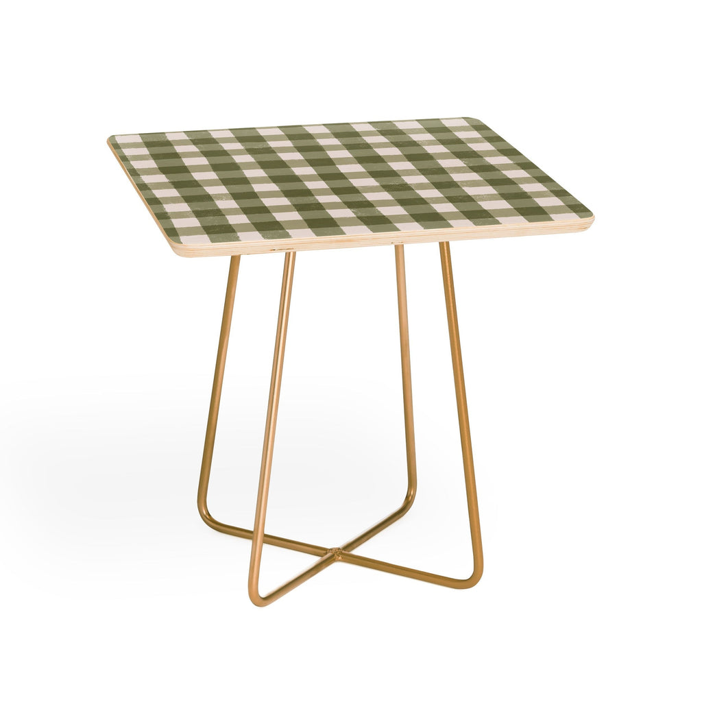 Menina Lisboa Rustic Green Plaid Side Table