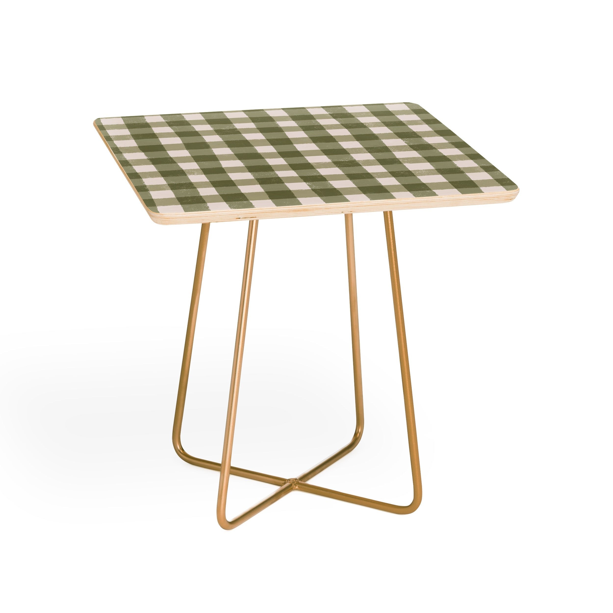 Menina Lisboa Rustic Green Plaid Side Table