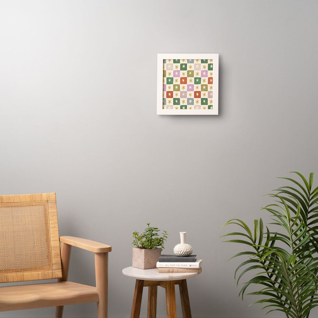 LouBruzzoni Retro Star Block Pattern Framed Wall Art