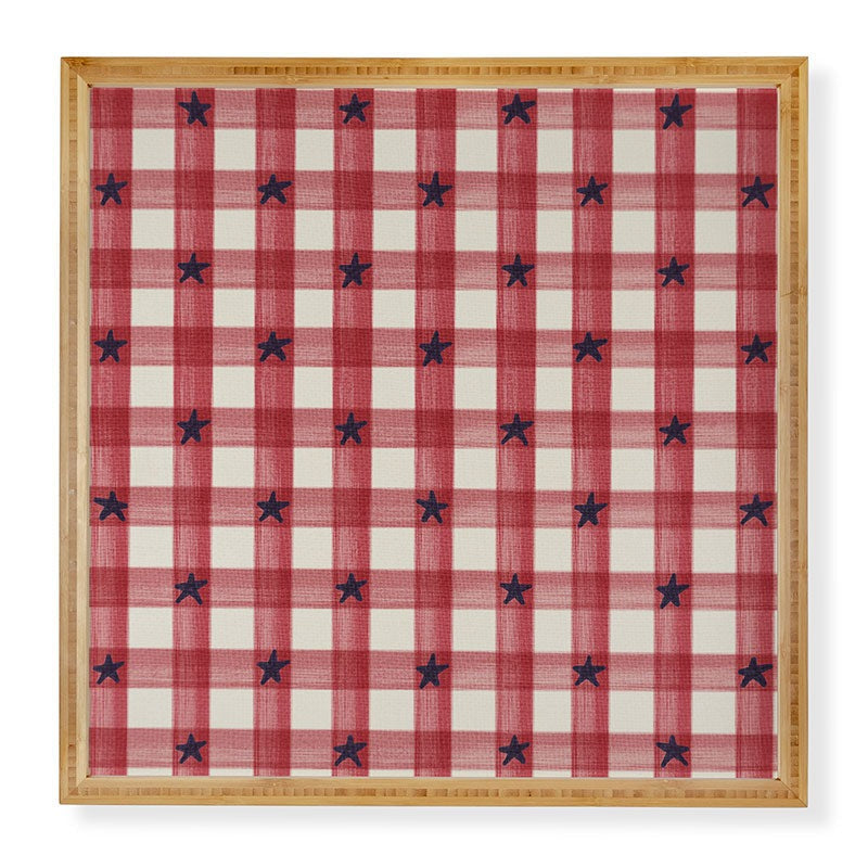 DENY Designs Red Gingham plus Stars Framed Wall Art