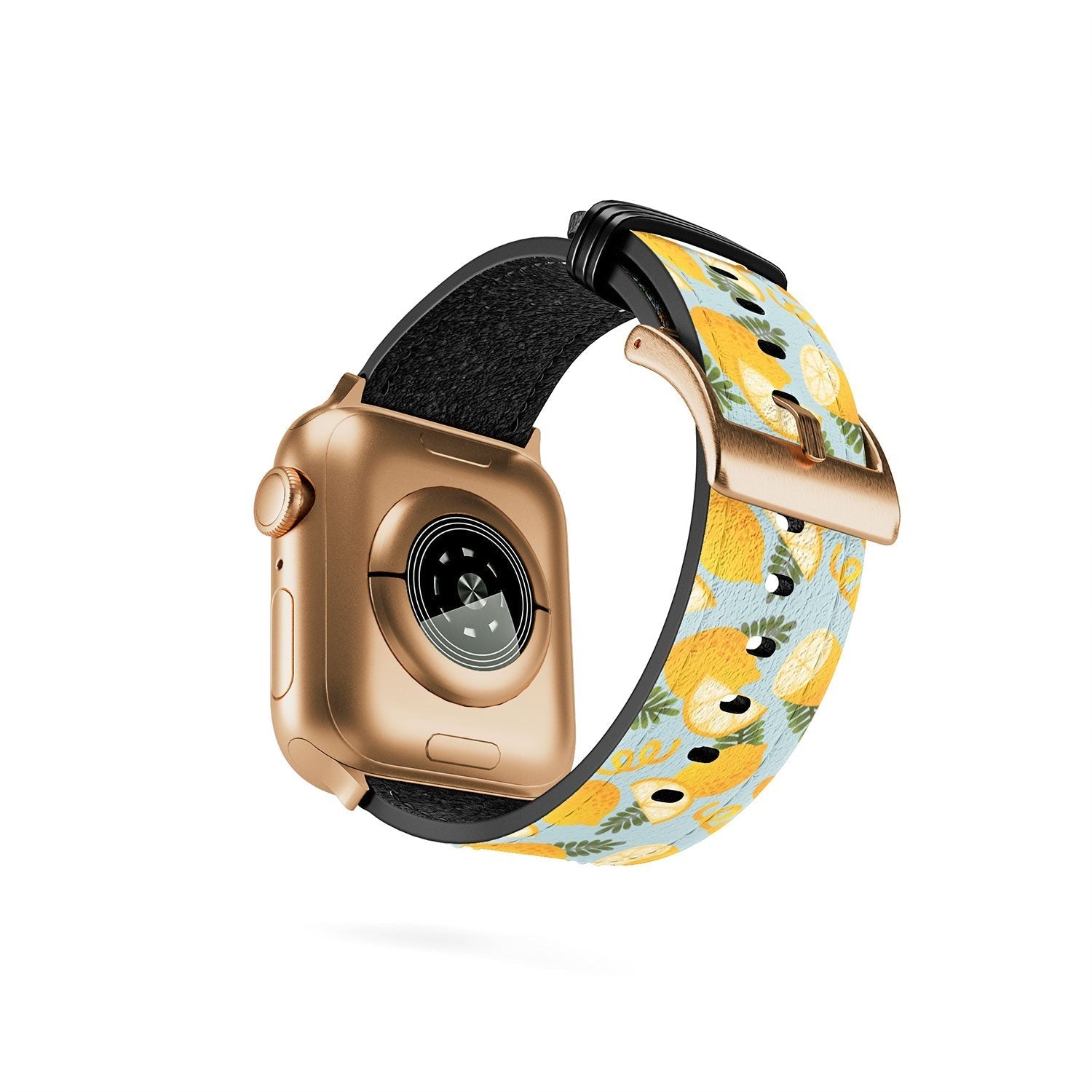 Jessica Molina Lemon Pattern on Sky Blue Apple Watch Band