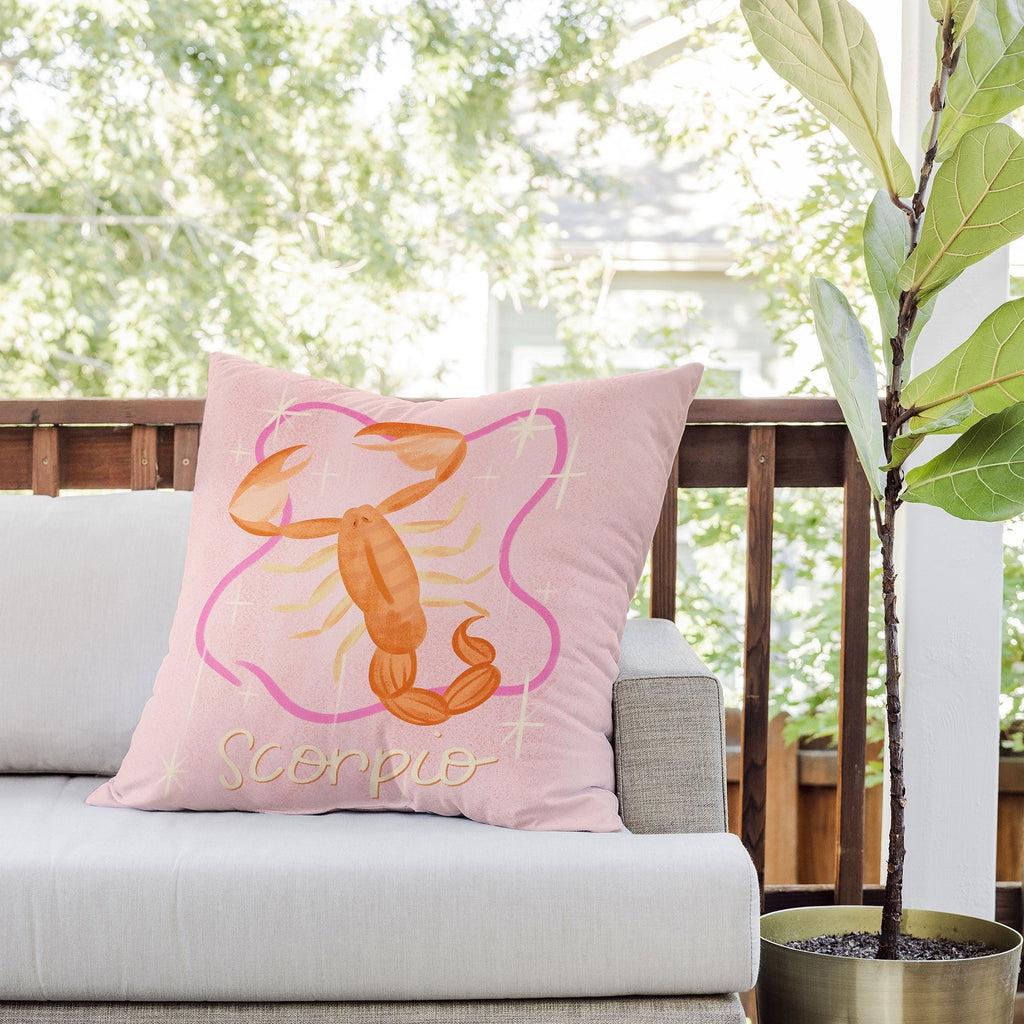 Little Om Zodiac Sign Scorpio Outdoor Throw Pillow