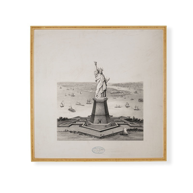 DENY Designs Vintage Lady Liberty Framed Wall Art