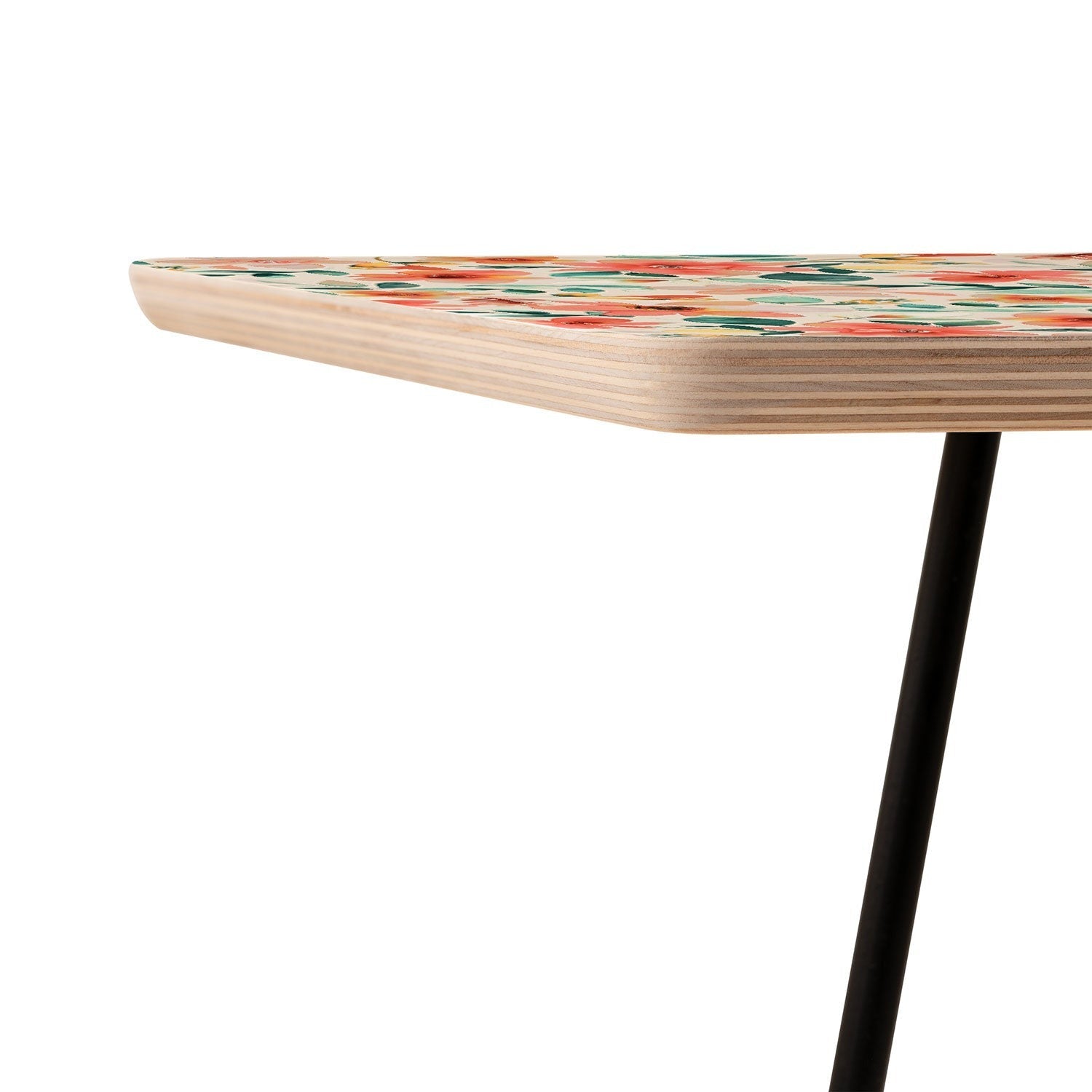 Ninola Design Botanic Retreat Tropical Whimsical Flowers Coral Green Side Table