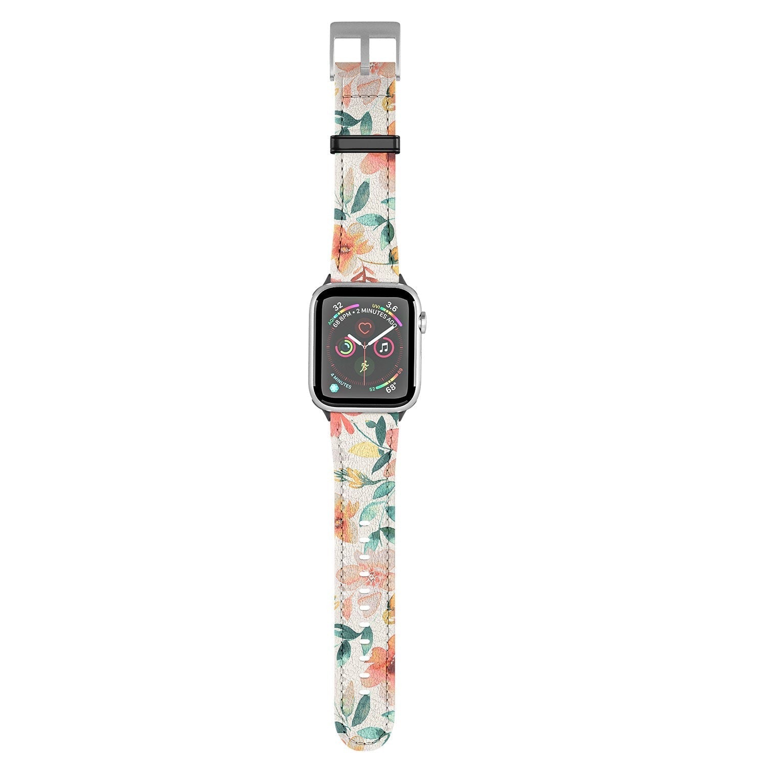 Ninola Design Botanic Retreat Tropical Whimsical Flowers Coral Green Apple Watch Band