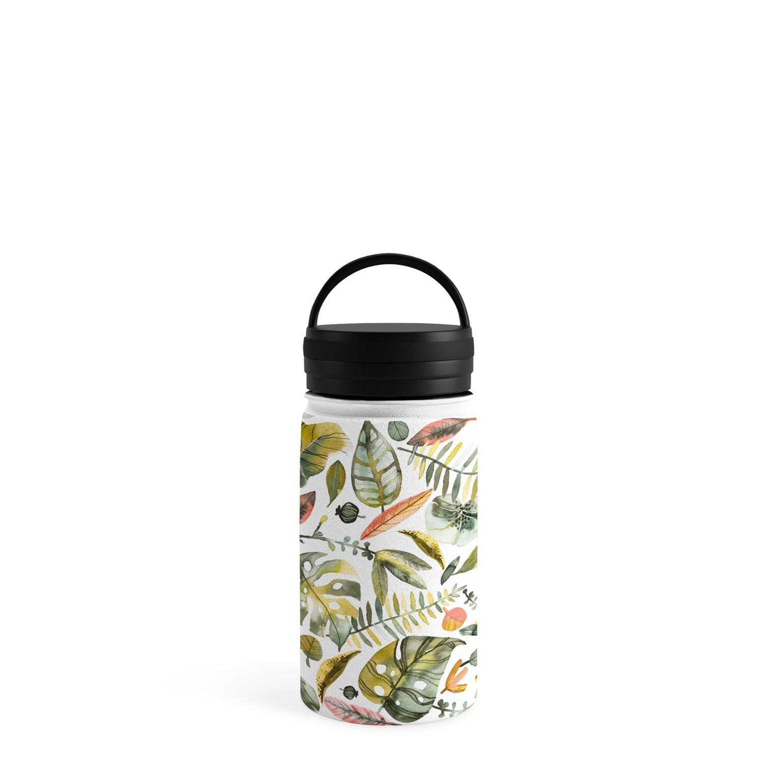 Ninola Design Botanic Retreat Tropical Jungle Leaves Botanical Green Orange Water Bottle