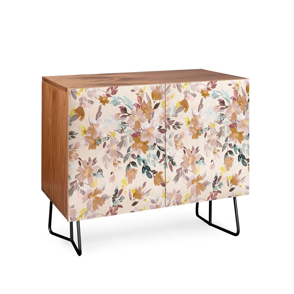 Ninola Design Botanic Retreat Floral Oleander Whimsical Soft Pink Credenza