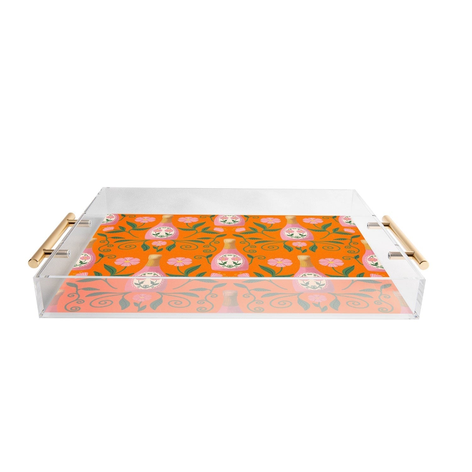 Design by Spark Rose Bubbly And Florals Acrylic Tray