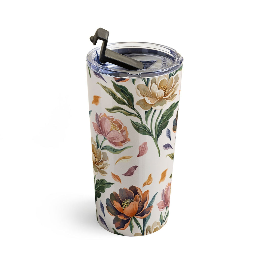 Marta Barragan Camarasa Hand Painted Peony Florals Travel Mug