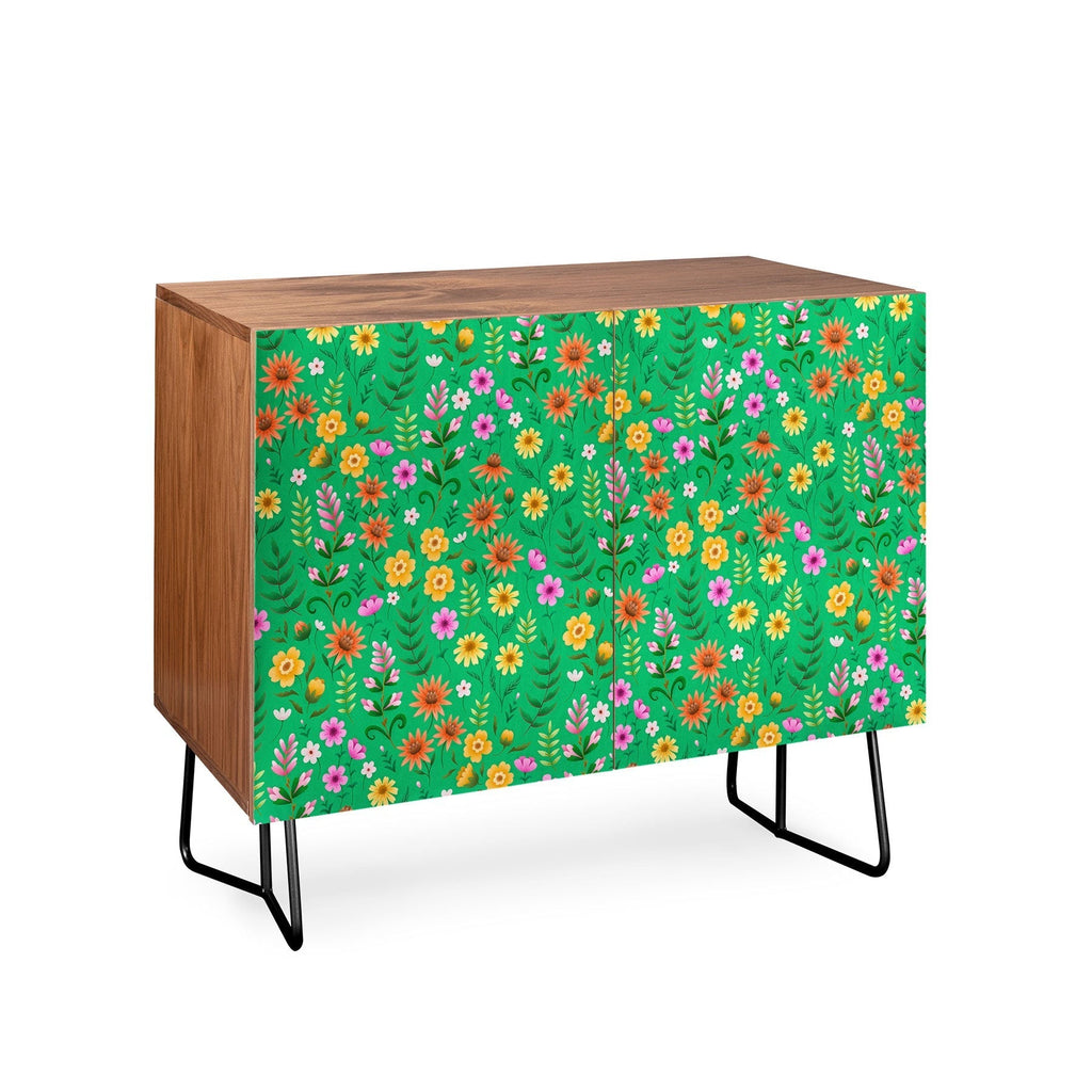 Pimlada Phuapradit Ditsy Spring Floral Green Credenza