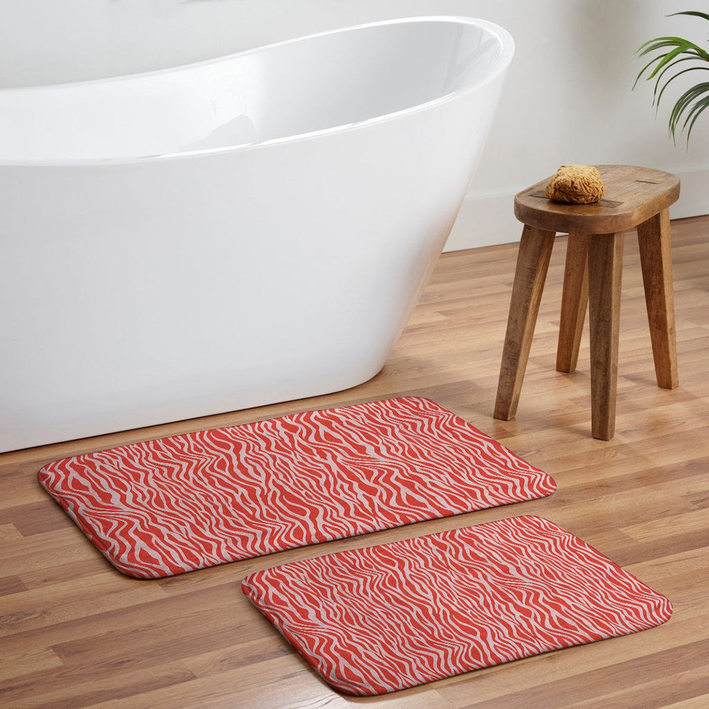 Avenie BR Red Zebra Stripe Memory Foam Bath Mat