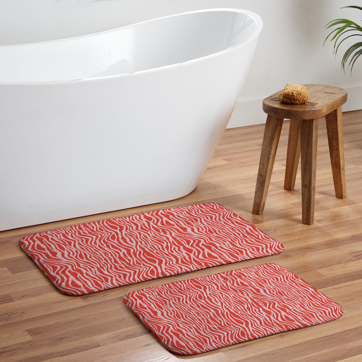 Avenie BR Red Zebra Stripe Memory Foam Bath Mat