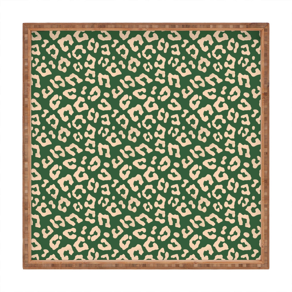 Avenie BR Cheetah Print In Green Square Tray