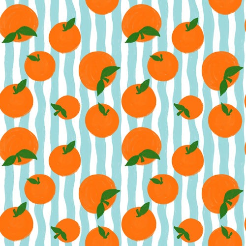 Design by Spark Zesty Oranges and Stripes Shower Curtain