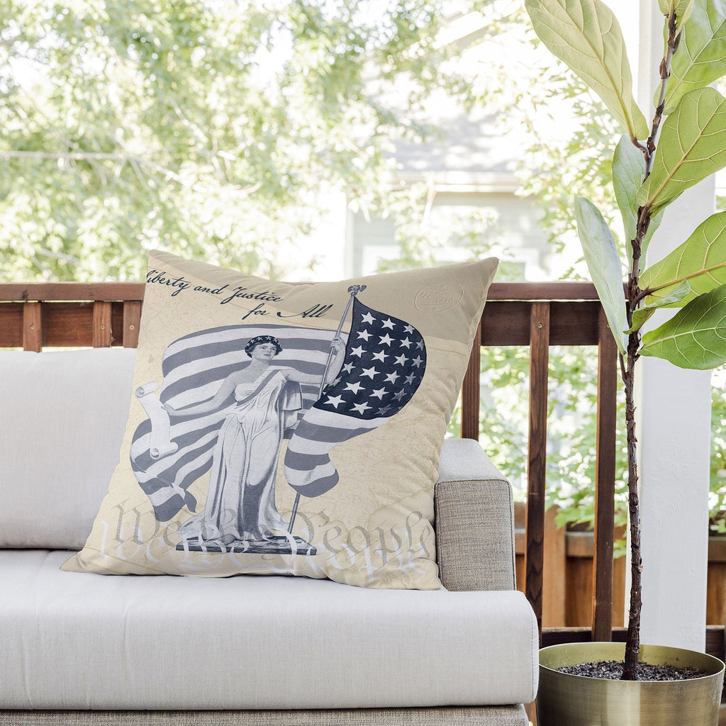 DENY Designs Liberty and Justice Woman Outdoor Throw Pillow