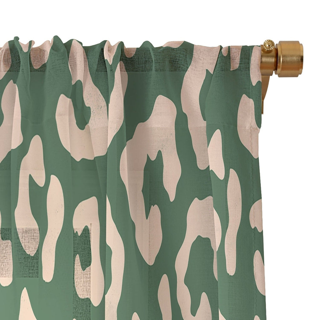 Avenie BR Cheetah Print In Green Sheer Window Curtain