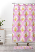 Jennifer Labre Pink Palmetto Shower Curtain And Mat