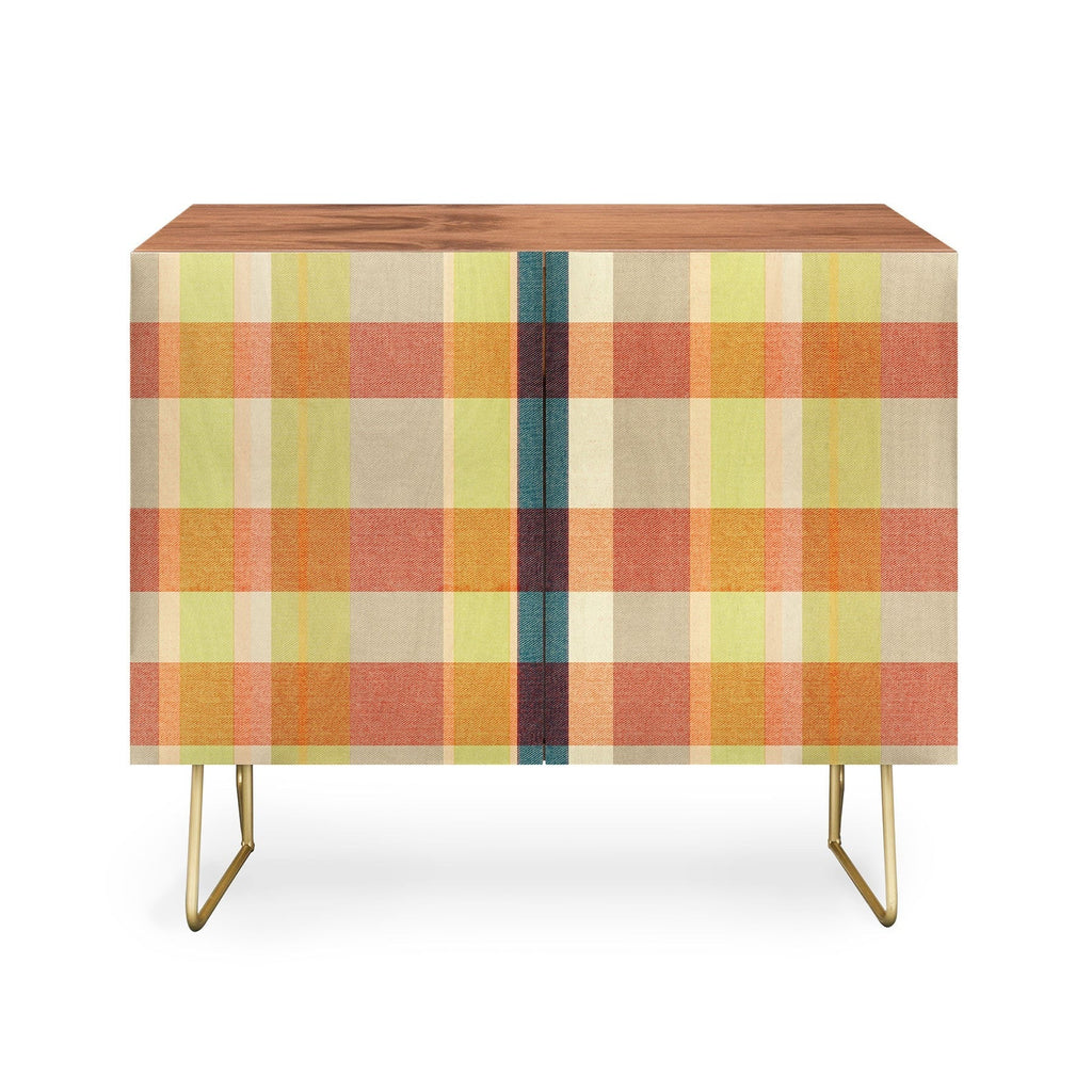 Marta Barragan Camarasa Retro Picnic Plaid Warm Tones Credenza