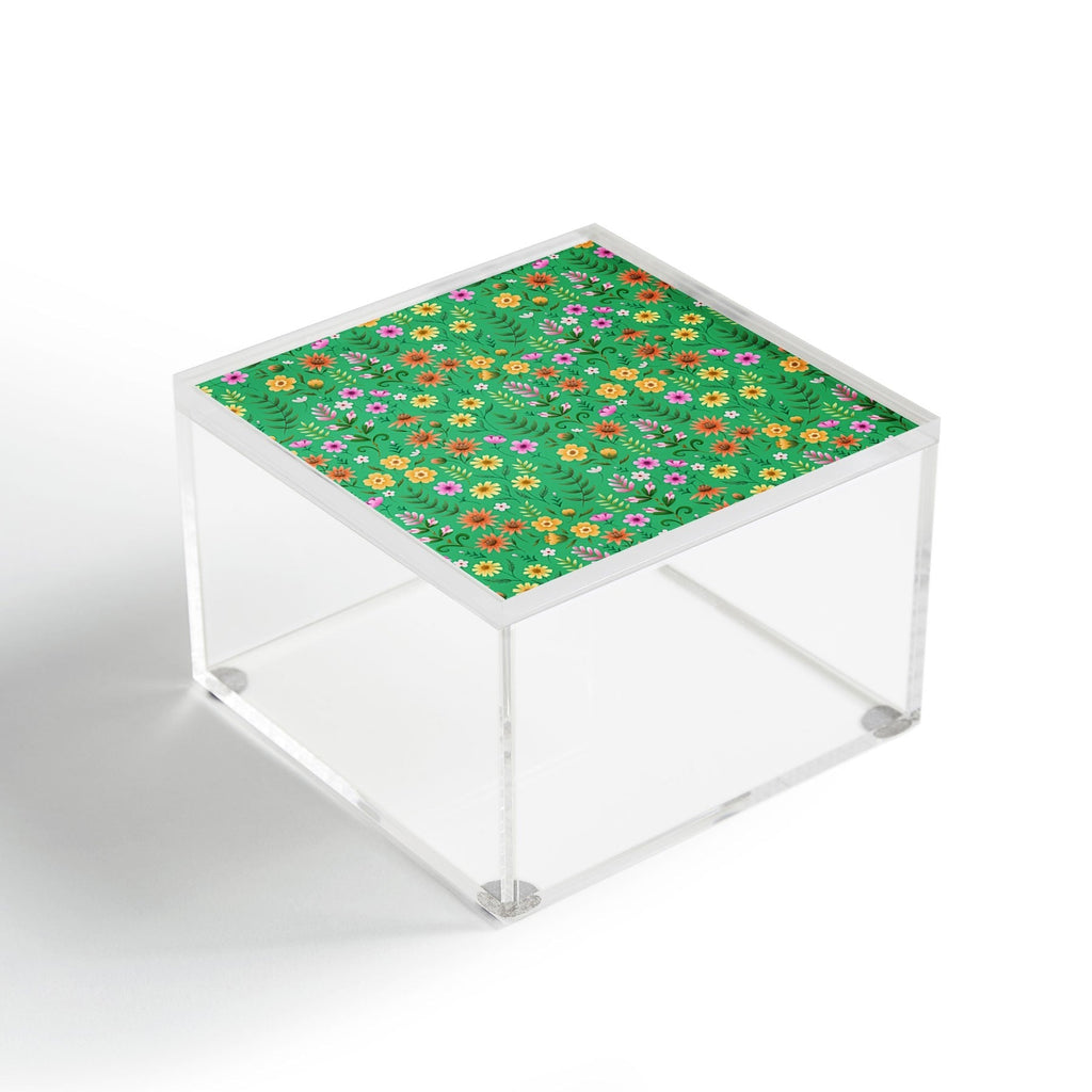 Pimlada Phuapradit Ditsy Spring Floral Green Acrylic Box