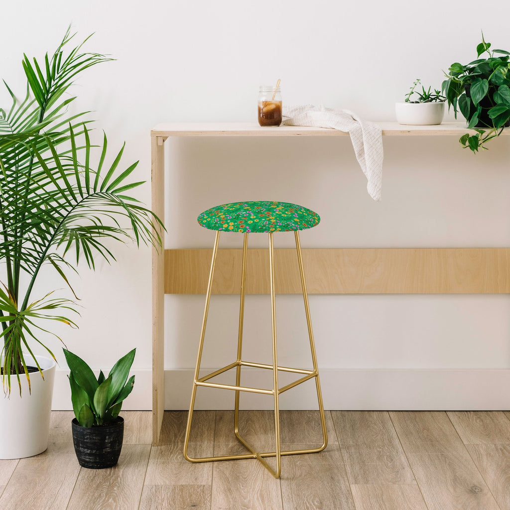 Pimlada Phuapradit Ditsy Spring Floral Green Bar Stool