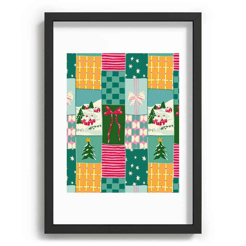 LouBruzzoni Cozy Christmas Patchwork Recessed Framing Rectangle