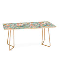 Ninola Design Botanic Retreat Floral Oleander Whimsical Teal Green Coffee Table