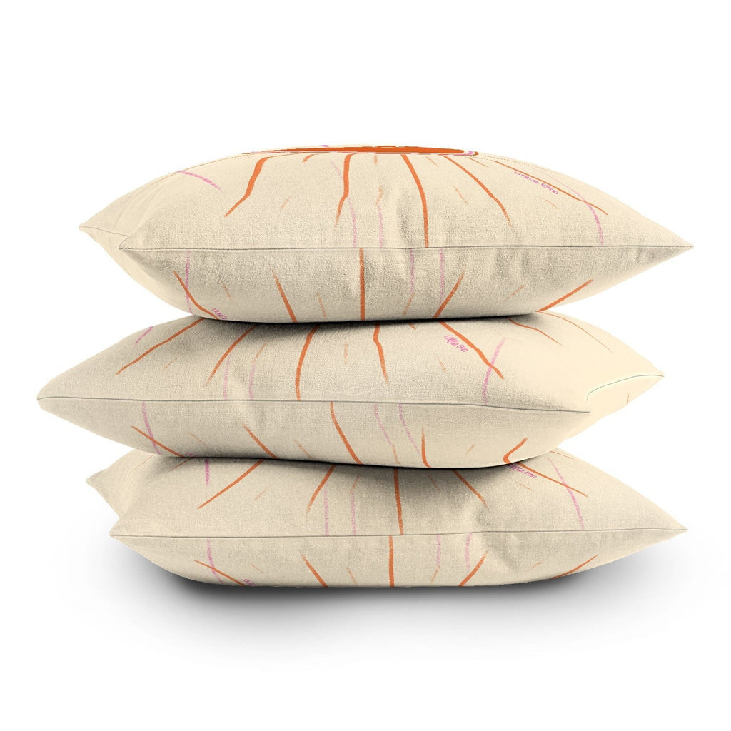 Little Om Celestial Moon cream Outdoor Throw Pillow