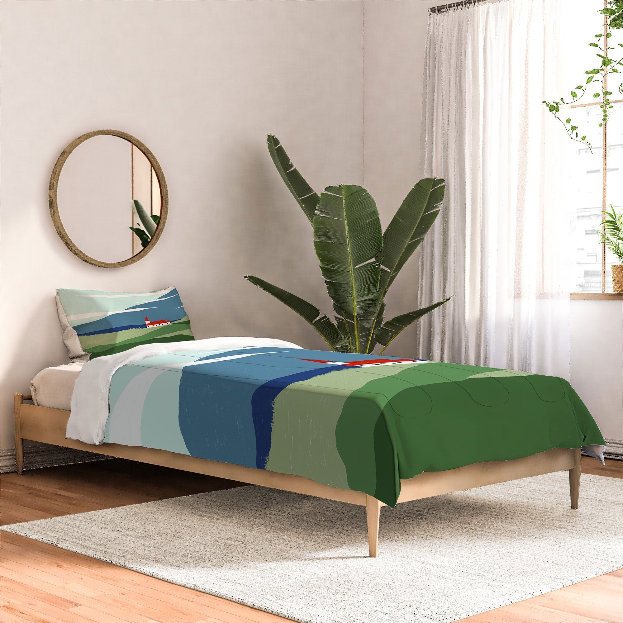 Valeria Frustaci Red roof in Iceland Comforter