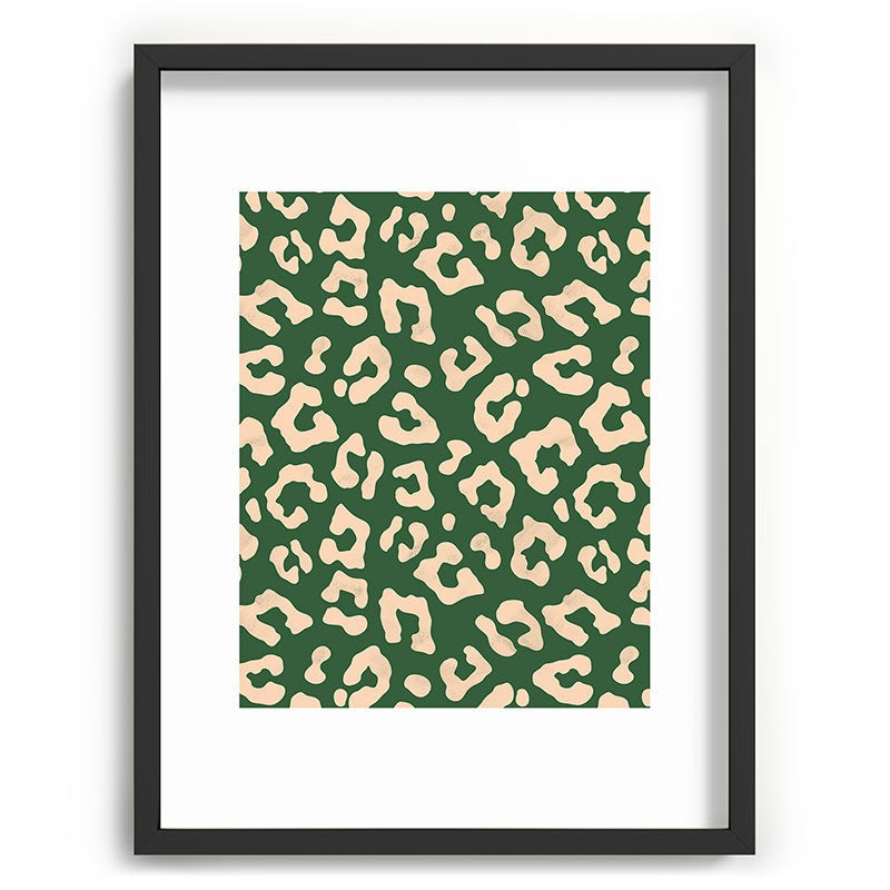 Avenie BR Cheetah Print In Green Recessed Framing Rectangle