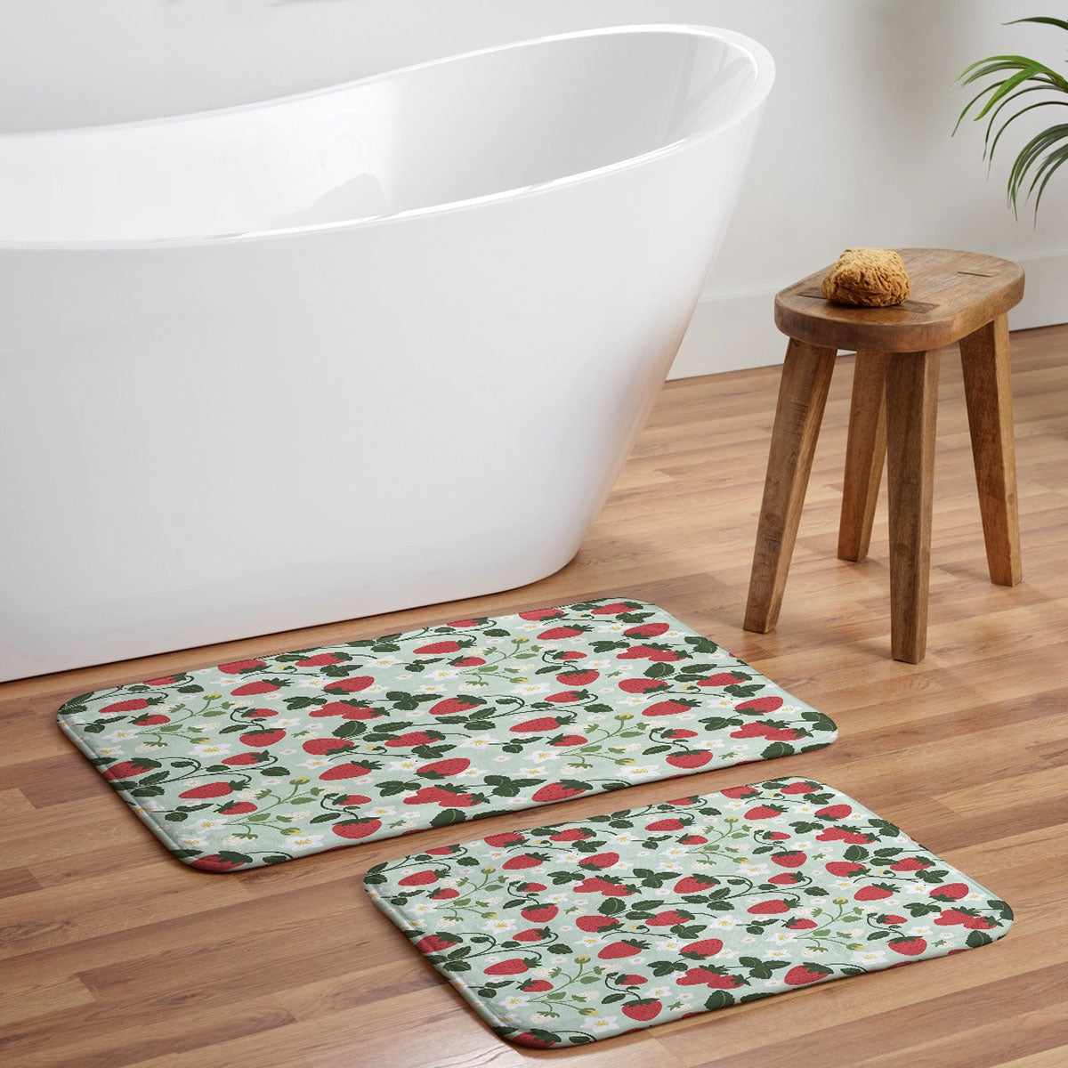 Design by Spark Strawberry Florals Fields Memory Foam Bath Mat