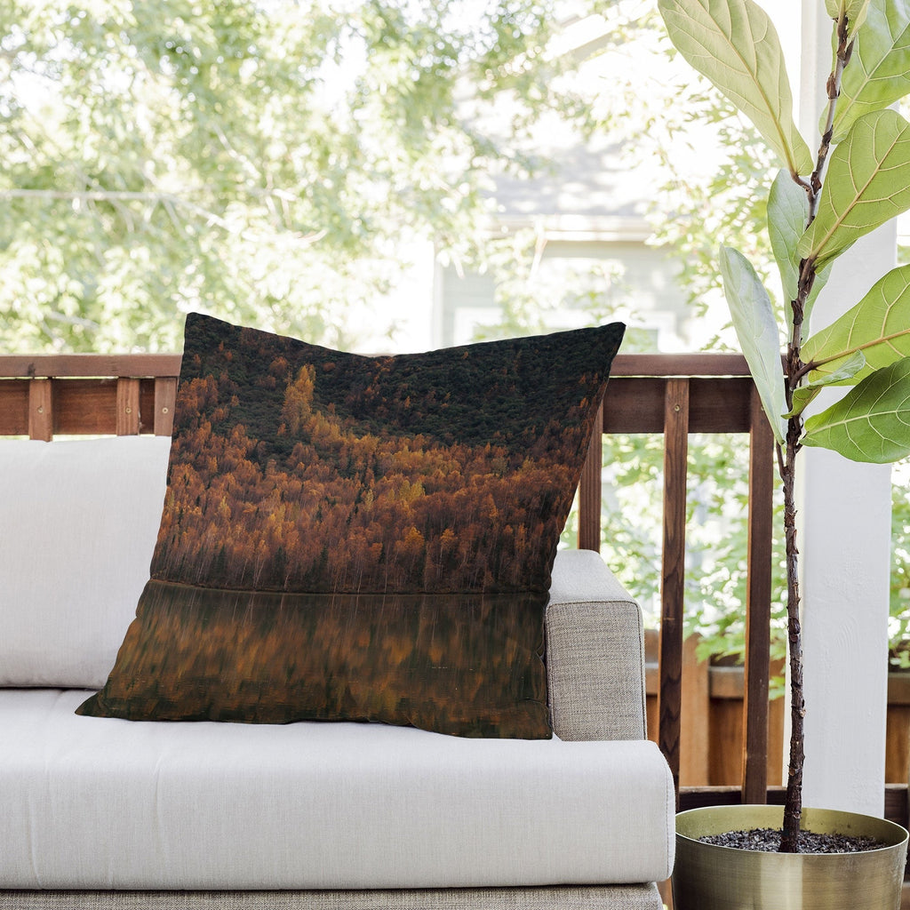 Hannah Kemp Fall Lake Outdoor Throw Pillow