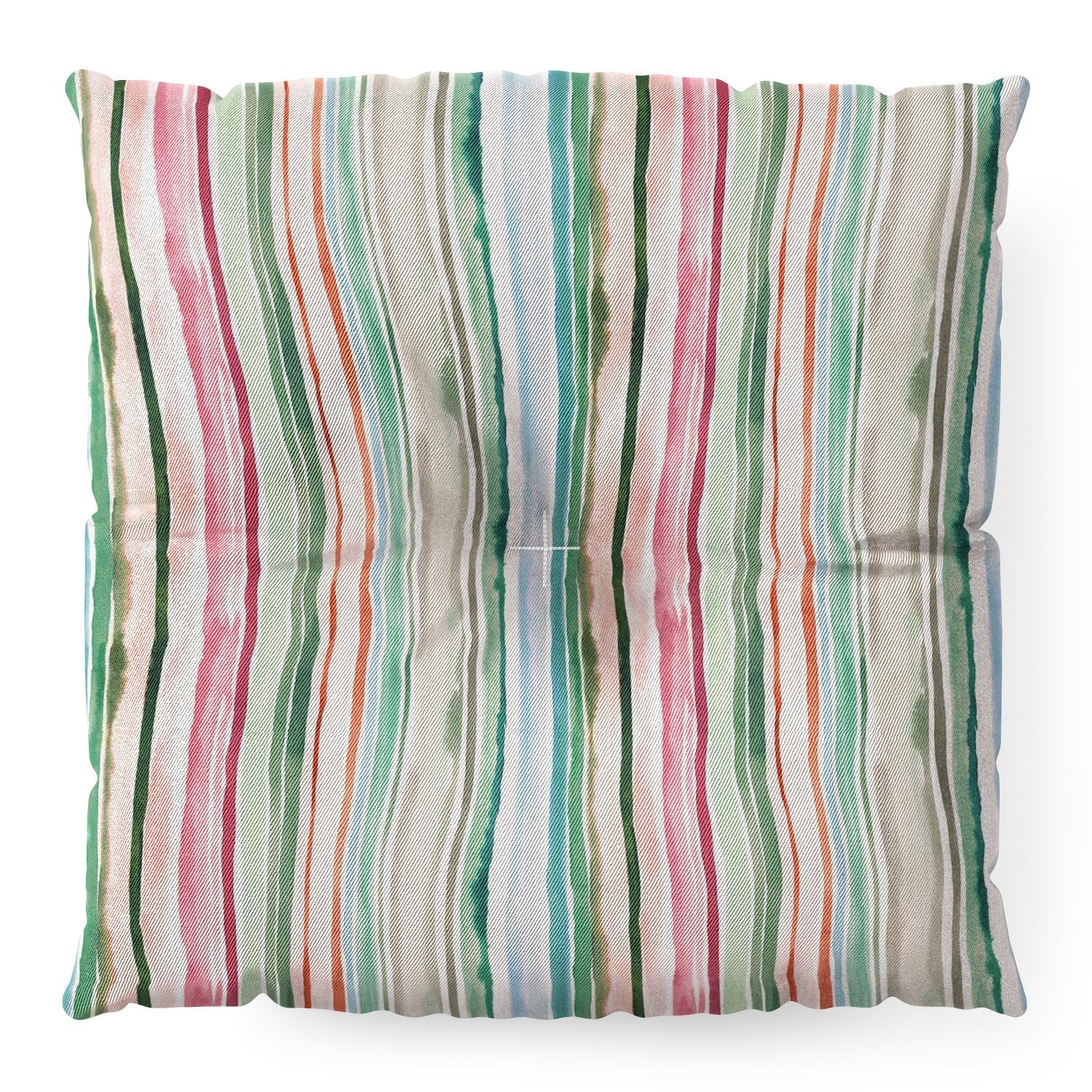 Ninola Design Botanic Retreat Watercolor Stripes Green Orange Red Floor Pillow Square