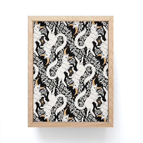 Avenie Celestial Cats Gold Framed Mini Art Print