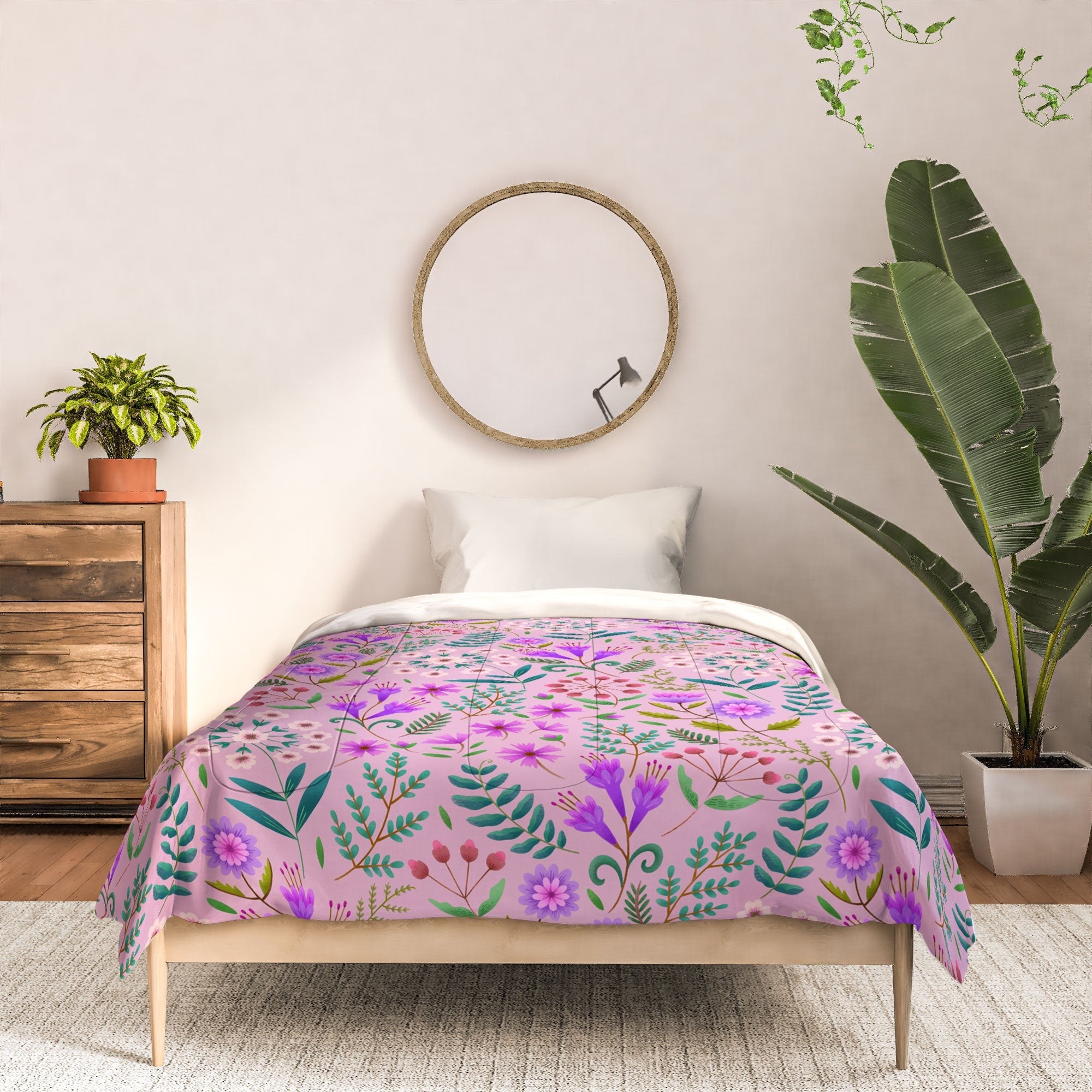 Pimlada Phuapradit Ditsy Purple Floral Half Drop Comforter