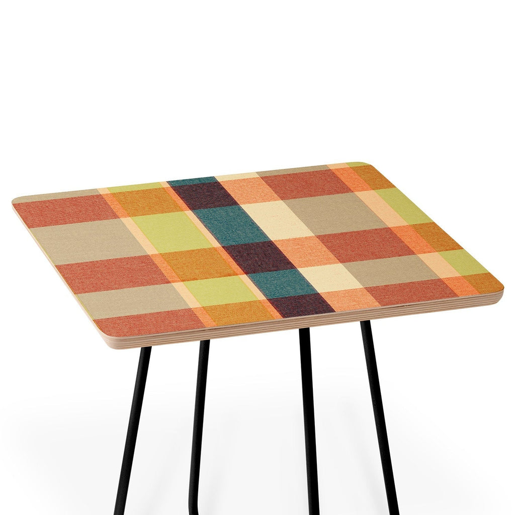 Marta Barragan Camarasa Retro Picnic Plaid Warm Tones Side Table