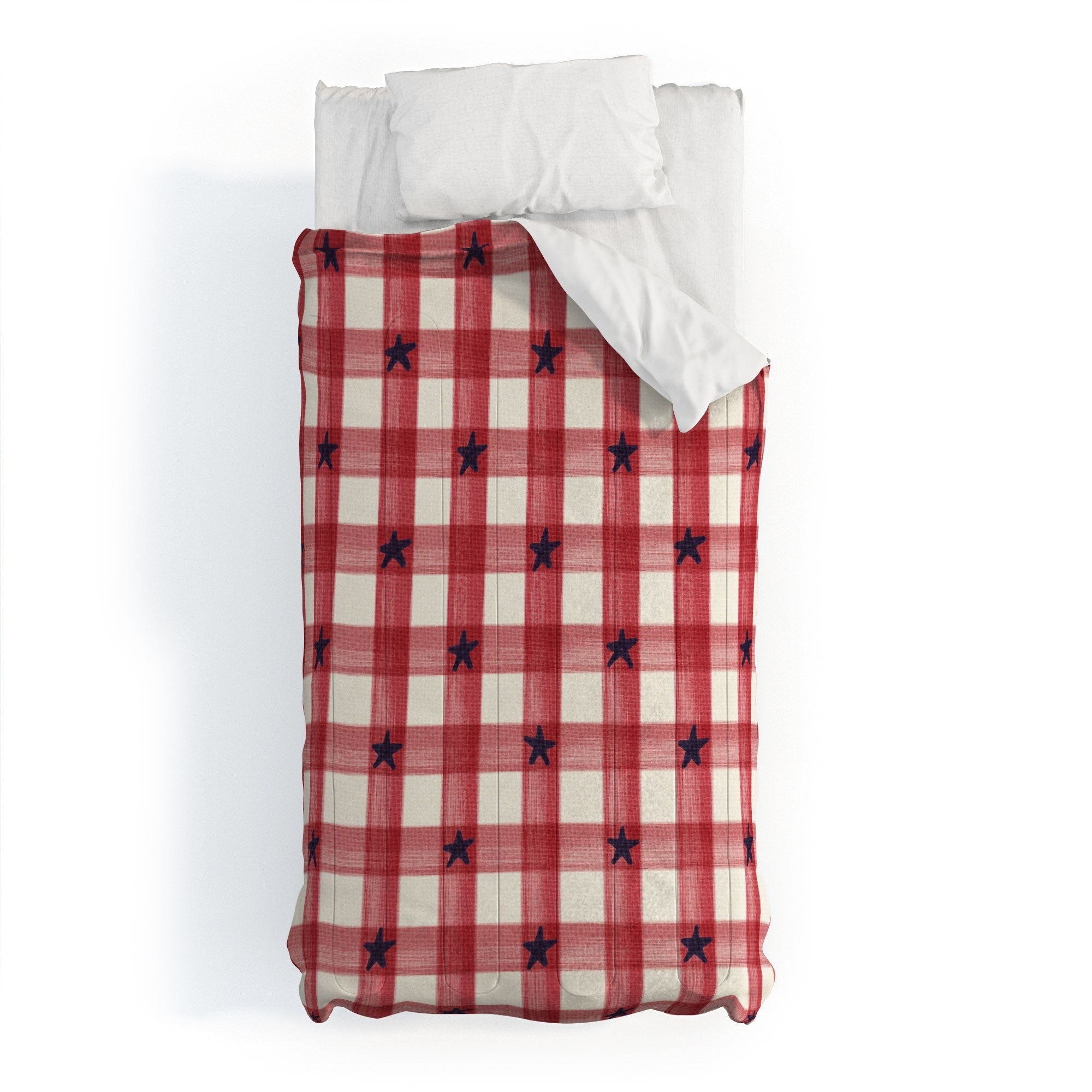 DENY Designs Red Gingham plus Stars Comforter