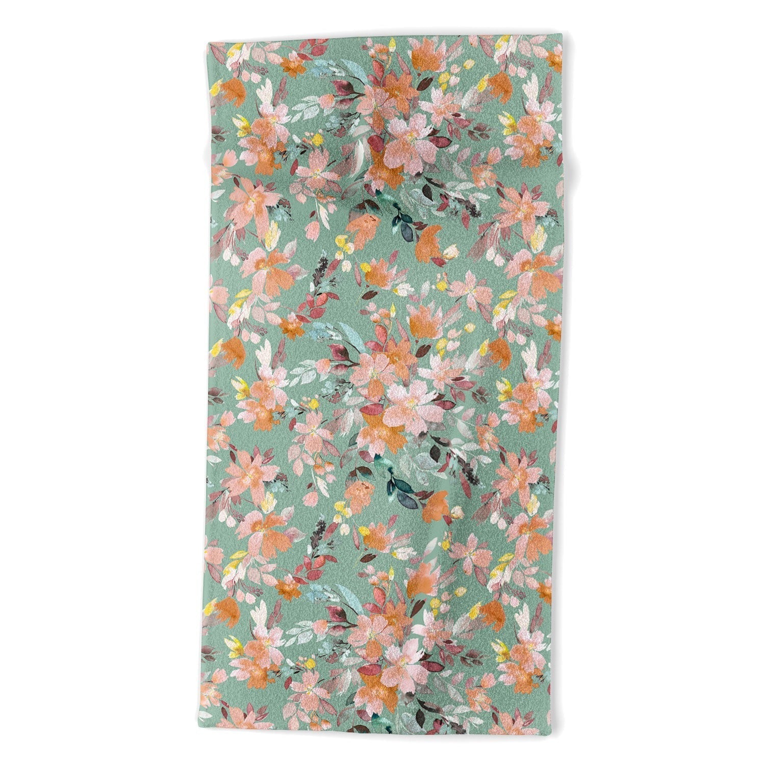 Ninola Design Botanic Retreat Floral Oleander Whimsical Teal Green Beach Towel