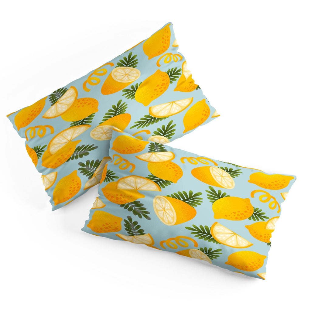 Jessica Molina Lemon Pattern on Sky Blue Pillow Shams