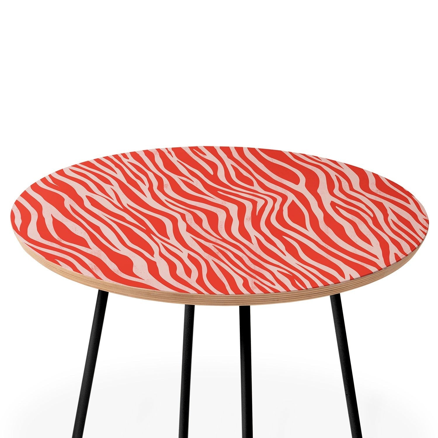 Avenie BR Red Zebra Stripe Round Side Table
