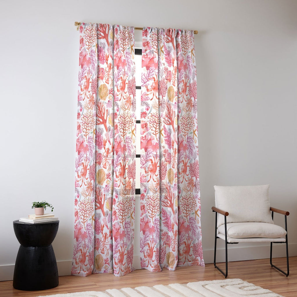 Ninola Design Botanic Retreat Coral Reef Crab Lobster Red Sheer Non Repeat