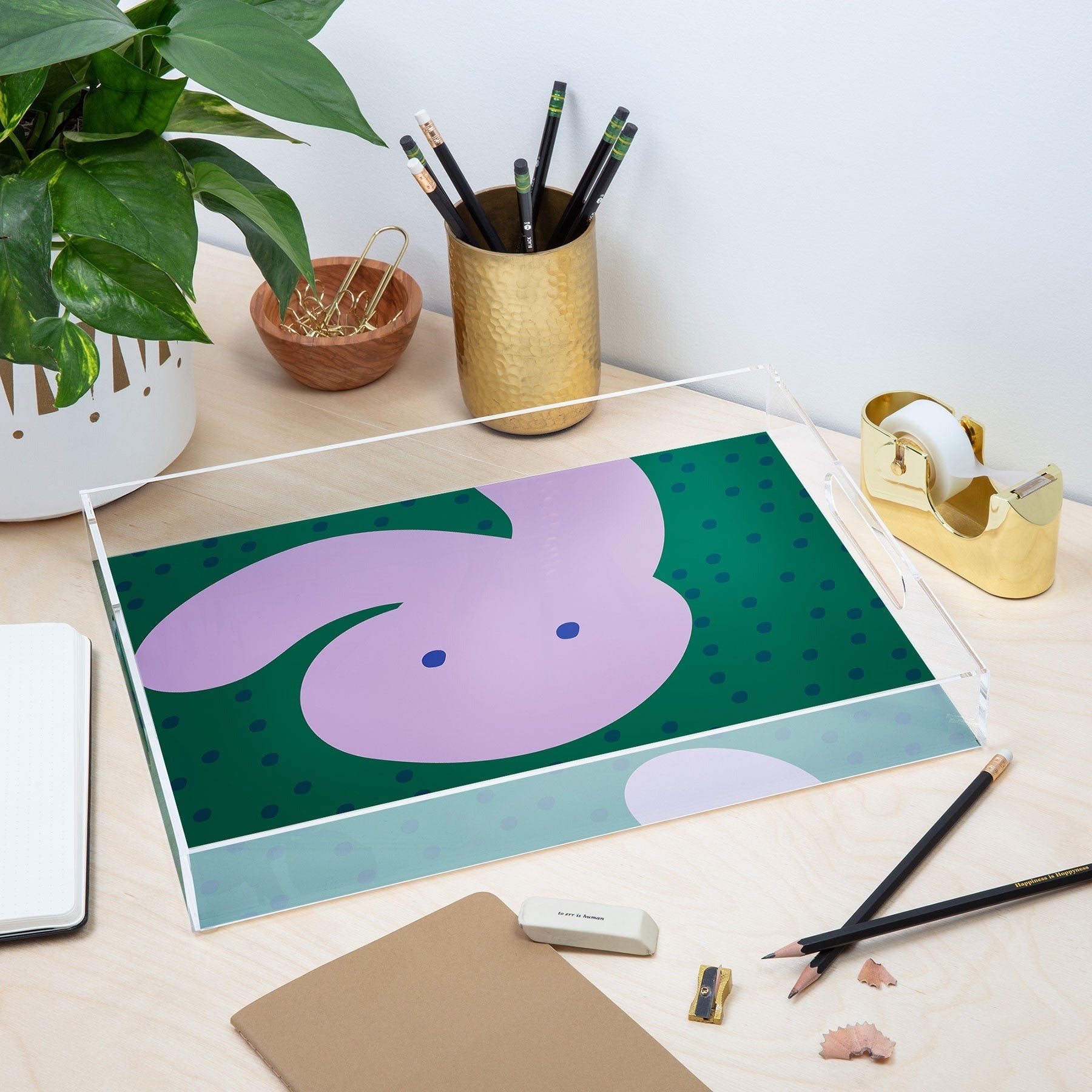 Camilla Foss Pebbles and Rabbit Acrylic Tray