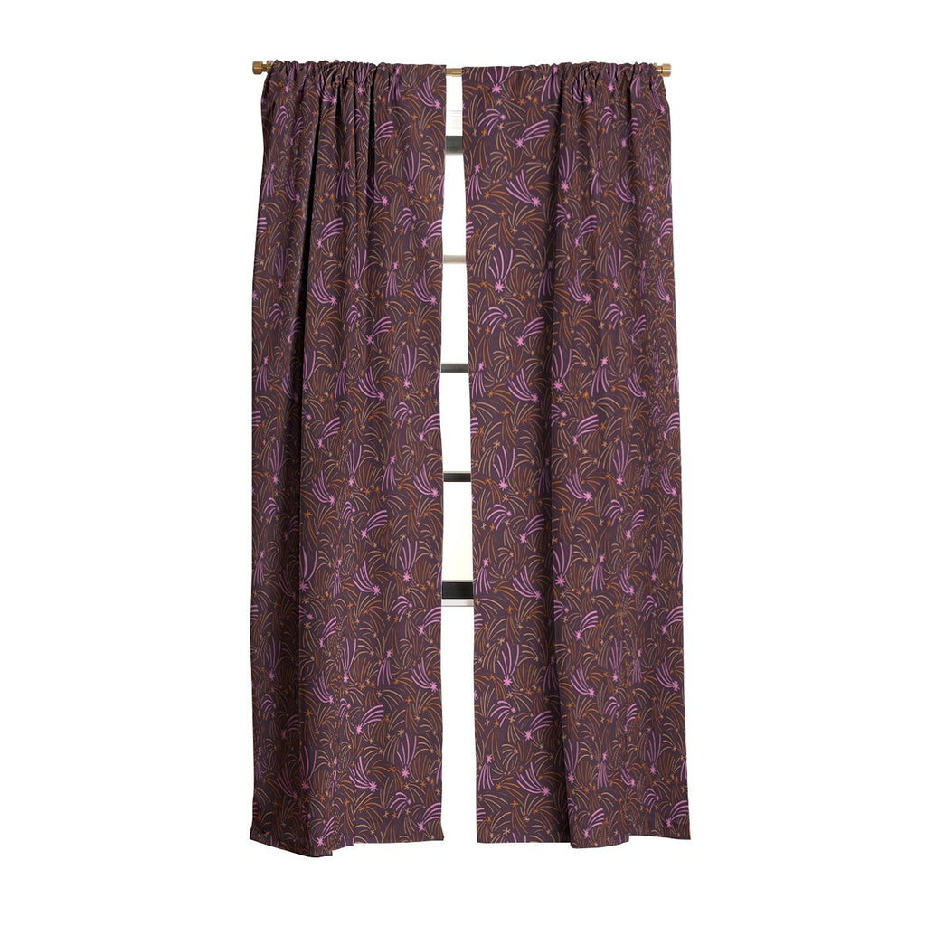 Little Om Pattern Shooting Stars plum Blackout Window Curtain