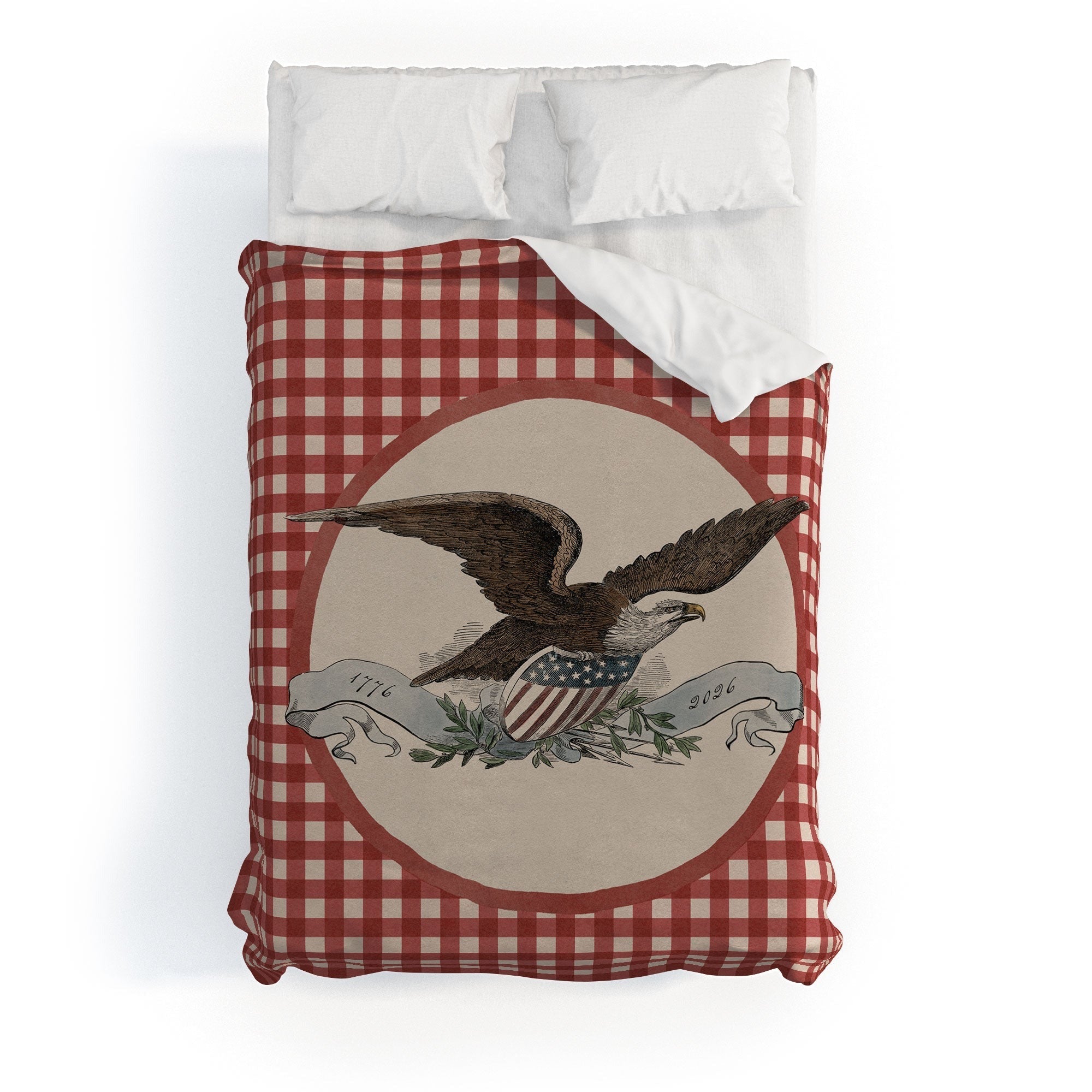 DENY Designs Gingham Eagle Duvet Cover