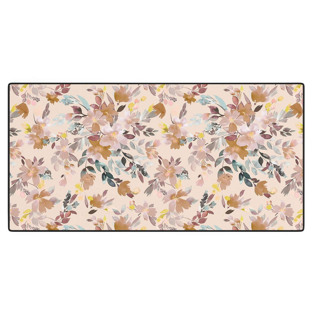 Ninola Design Botanic Retreat Floral Oleander Whimsical Soft Pink Desk Mat