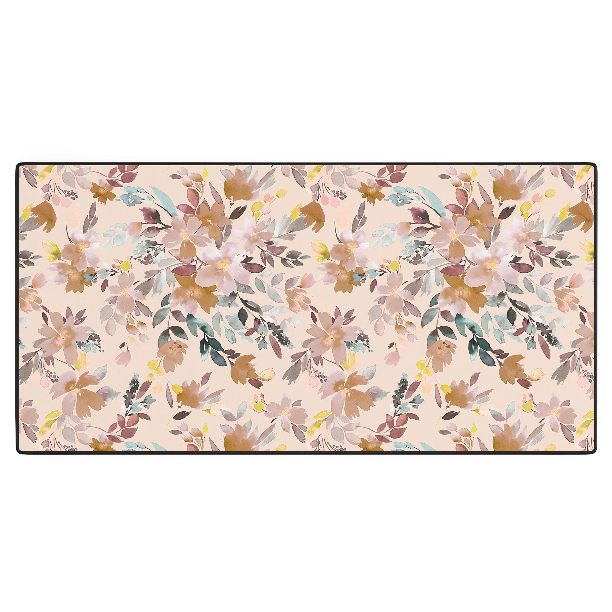 Ninola Design Botanic Retreat Floral Oleander Whimsical Soft Pink Desk Mat
