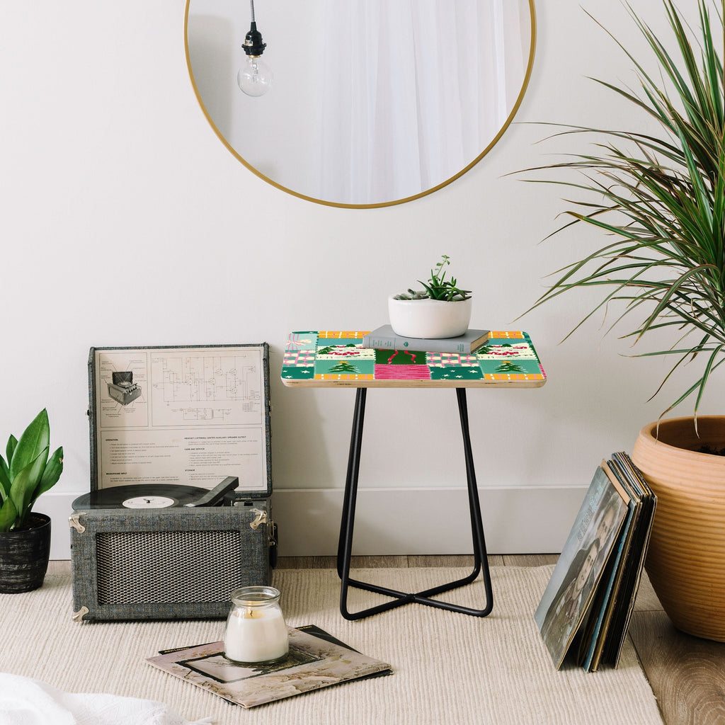 LouBruzzoni Cozy Christmas Patchwork Side Table