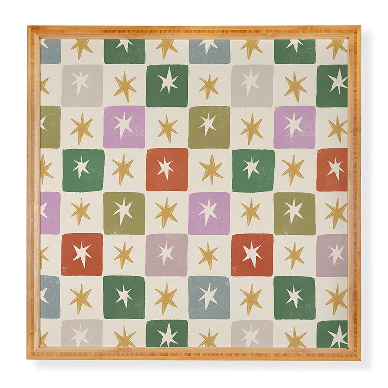 LouBruzzoni Retro Star Block Pattern Framed Wall Art