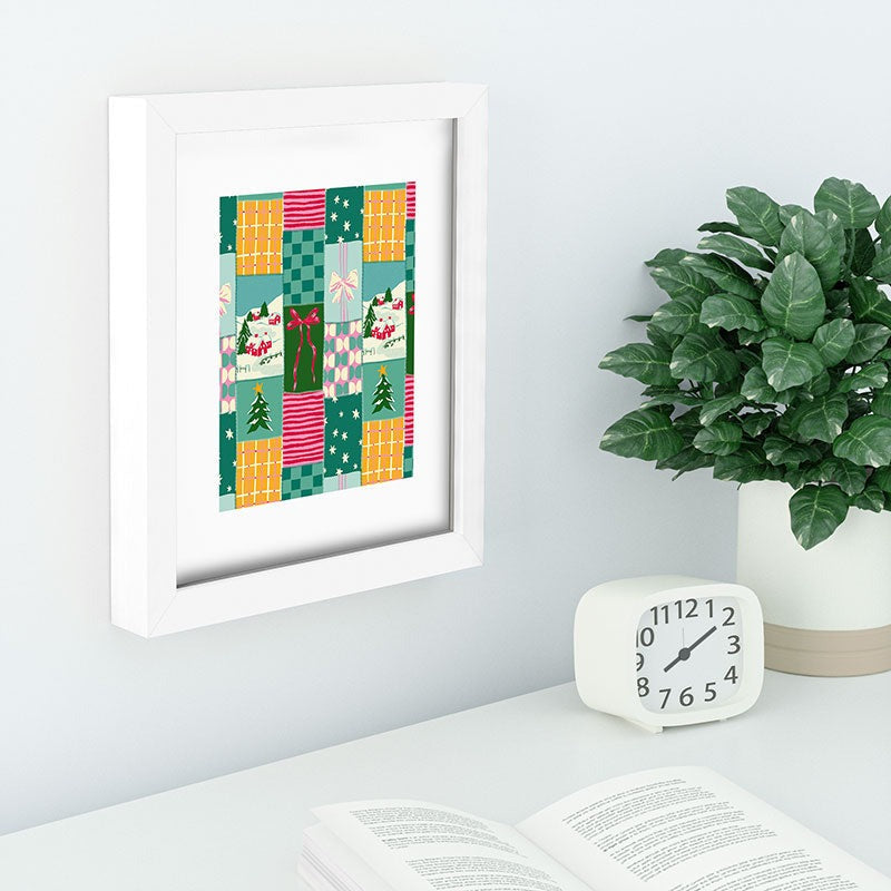 LouBruzzoni Cozy Christmas Patchwork Recessed Framing Rectangle